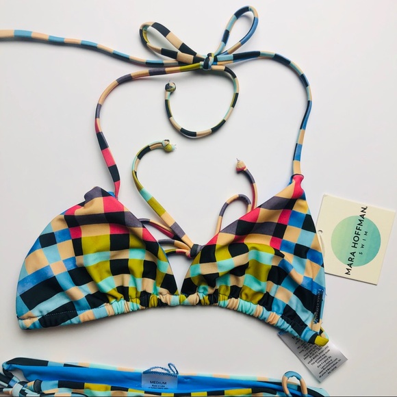 Mara Hoffman Plaid Mustard String Bikini Set - Picture 5 of 8